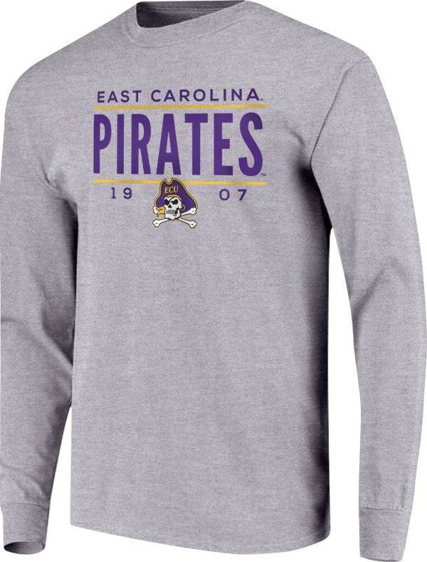 Image One Men's East Carolina Pirates Grey Traditional Long Sleeve T-Shirt