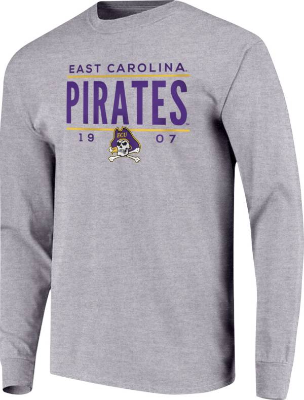 Image One Men's East Carolina Pirates Grey Traditional Long Sleeve T-Shirt product image