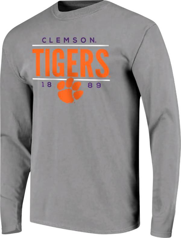 Image One Men's Clemson Tigers Grey Traditional Long Sleeve T-Shirt product image