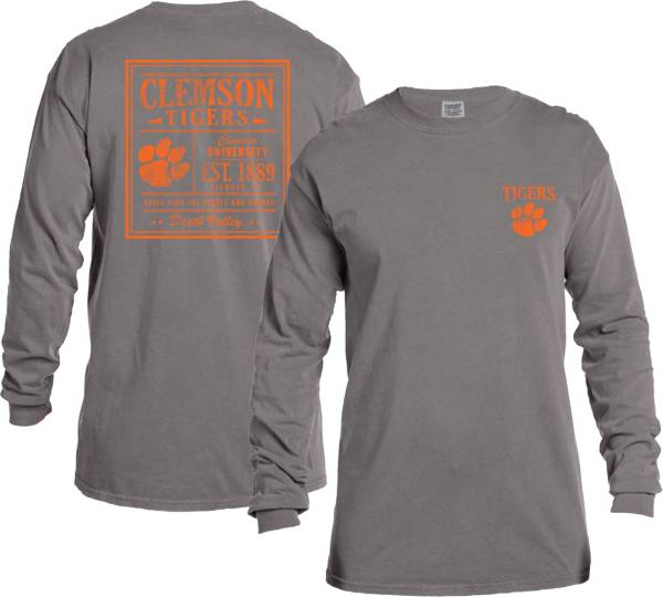 Image One Men's Clemson Tigers Grey Vintage Poster Long Sleeve T-Shirt product image