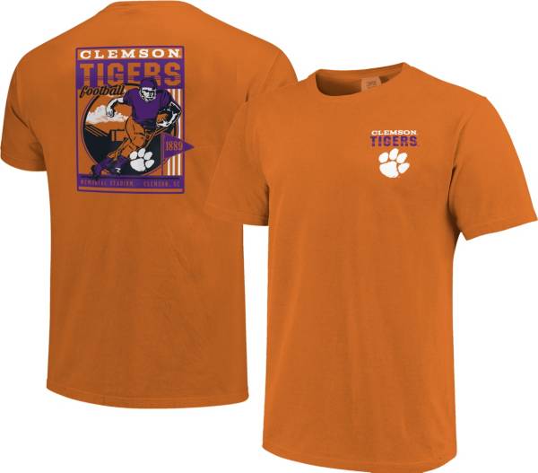 Image One Men's Clemson Tigers Orange Retro Poster T-Shirt