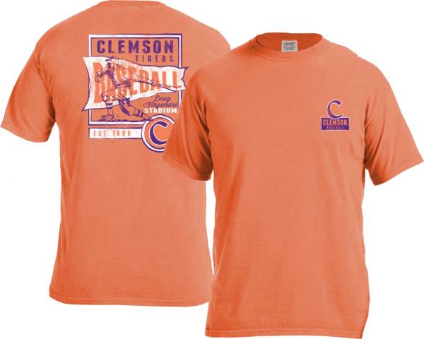 Image One Men's Clemson Tigers Orange Baseball Flag T-Shirt