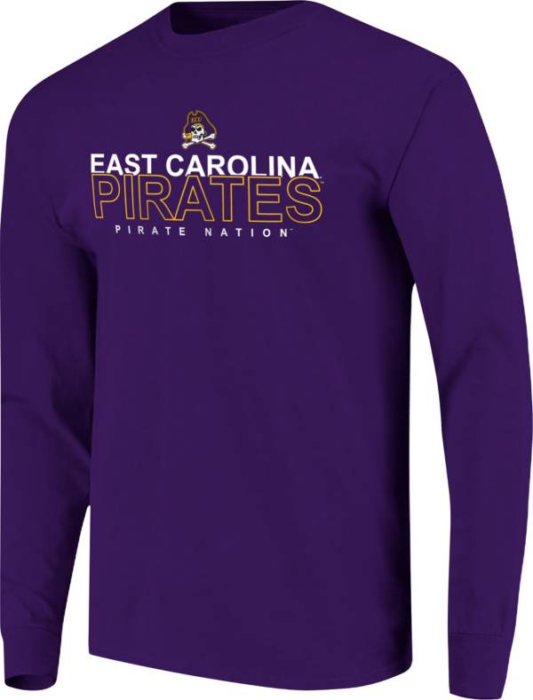 Image One Men's East Carolina Pirates Purple Overtype Logo Long Sleeve T-Shirt