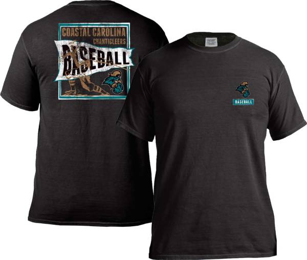 Image One Men's Coastal Carolina Chanticleers Black Baseball Flag T-Shirt