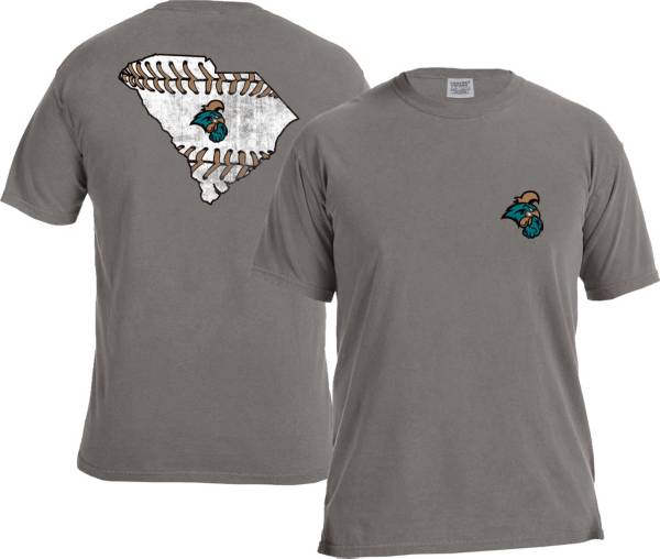 Image One Men's Coastal Carolina Chanticleers Grey Baseball Laces T-Shirt