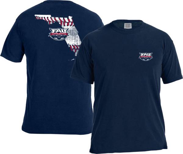 Image One Men's Florida Atlantic Owls Blue Baseball Laces T-Shirt product image