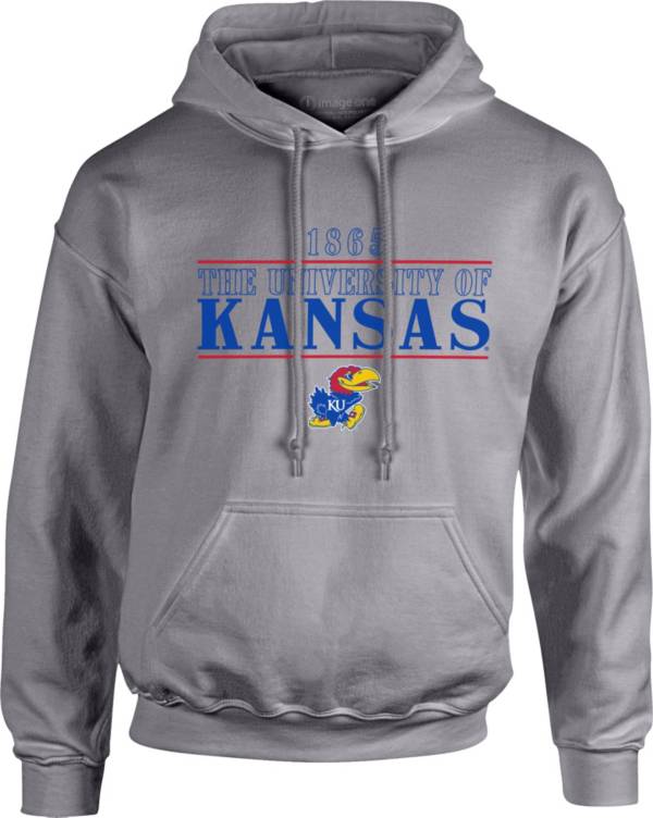 Image One Men's Kansas Jayhawks Grey University Type Hoodie