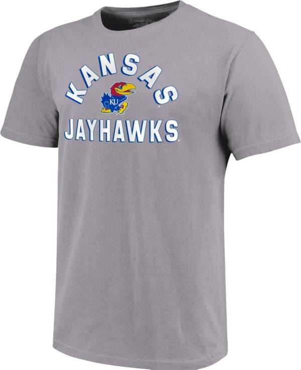 Image One Men's Kansas Jayhawks Grey Retro Stack T-Shirt