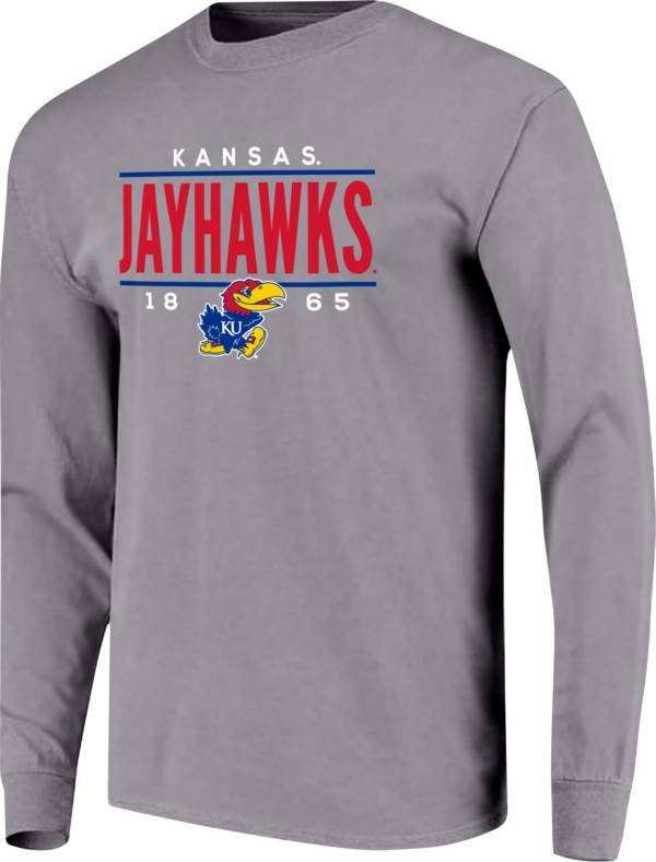 Image One Men's Kansas Jayhawks Grey Traditional Long Sleeve T-Shirt product image