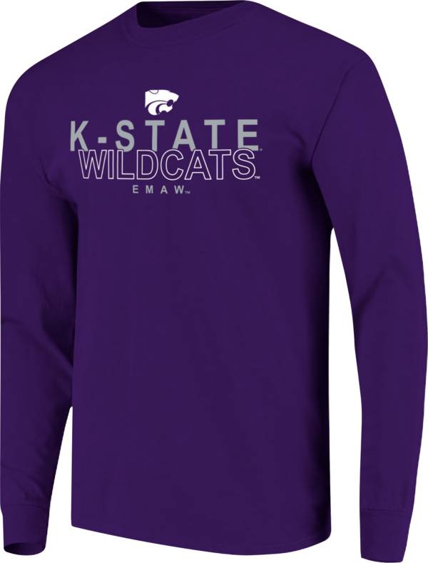 Image One Men's Kansas State Wildcats Purple Overtype Logo Long Sleeve T-Shirt