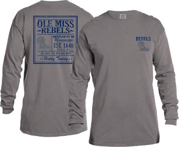 Image One Men's Ole Miss Rebels Grey Vintage Poster Long Sleeve T-Shirt
