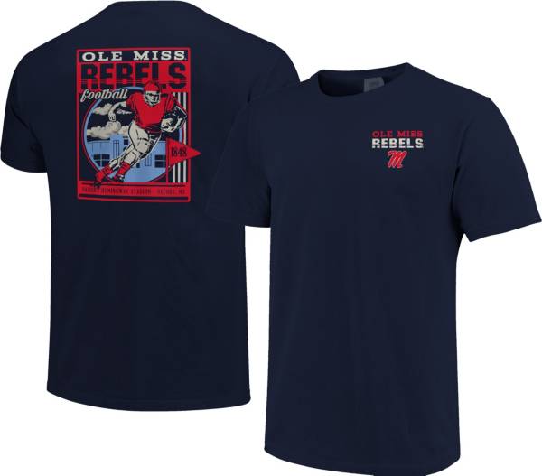 Image One Men's Ole Miss Rebels Blue Retro Poster T-Shirt