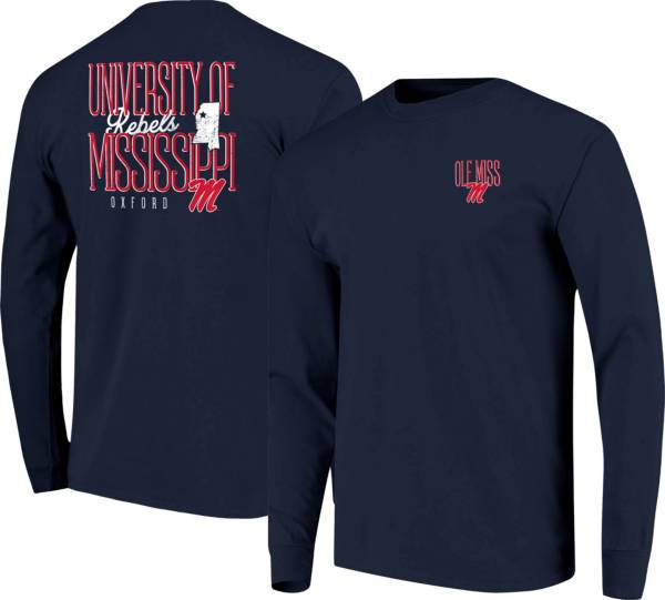 Image One Men's Ole Miss Rebels Blue Tall Type State Long Sleeve T-Shirt