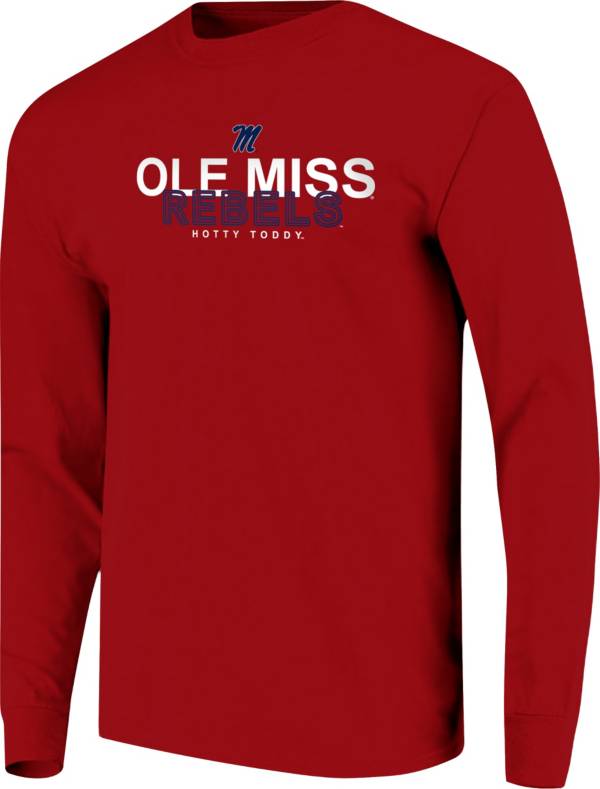 Image One Men's Ole Miss Rebels Red Overtype Logo Long Sleeve T-Shirt