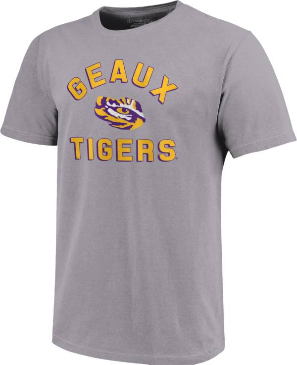 Image One Men's LSU Tigers Grey Retro Stack T-Shirt