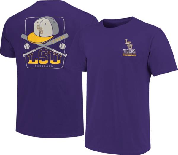 Image One Men's LSU Tigers Purple Baseball Cap T-Shirt