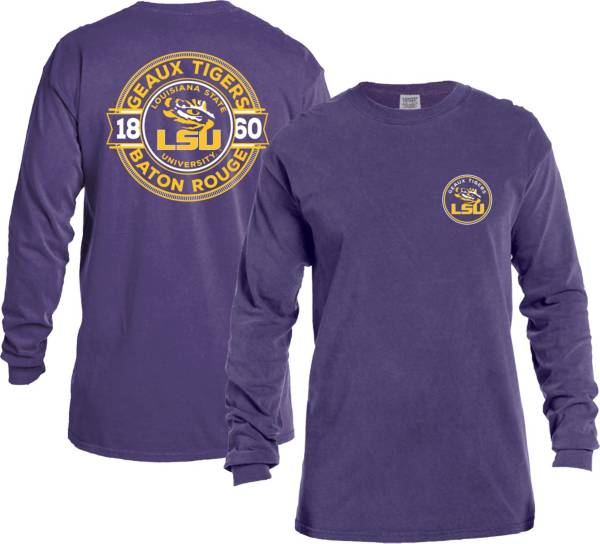 Image One Men's LSU Tigers Purple Rounds Long Sleeve T-Shirt