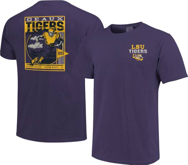 Image One Men's LSU Tigers Purple Retro Poster T-Shirt