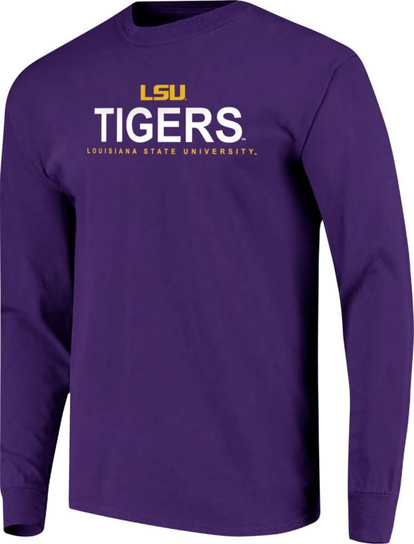 Image One Men's LSU Tigers Purple Overtype Logo Long Sleeve T-Shirt