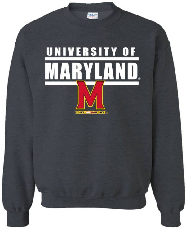 Image One Men's Maryland Terrapins Grey Bars Logo Crew Neck Sweatshirt
