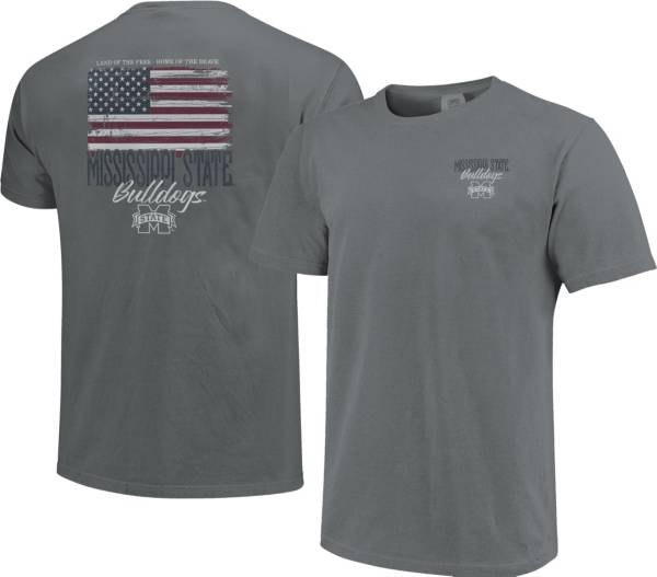 Image One Men's Mississippi State Bulldogs Grey Worn Flag T-Shirt