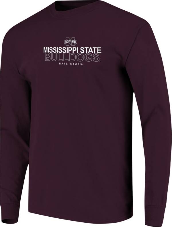 Image One Men's Mississippi State Bulldogs Maroon Overtype Logo Long Sleeve T-Shirt