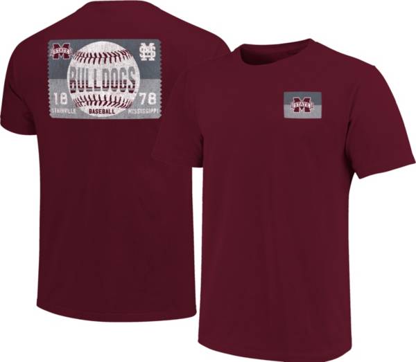 Image One Men's Mississippi State Bulldogs Maroon Baseball Ticket T-Shirt
