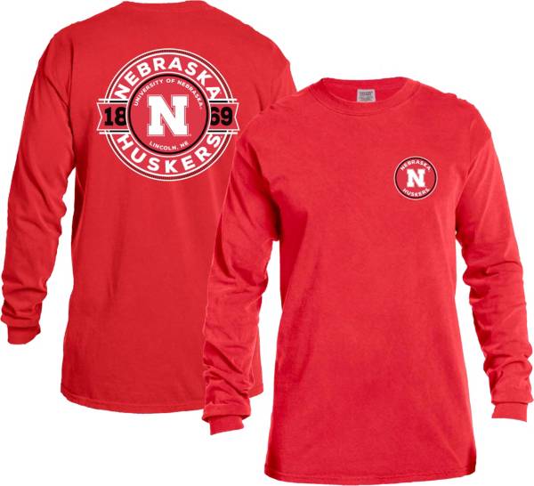 Image One Men's Nebraska Cornhuskers Scarlet Rounds Long Sleeve T-Shirt