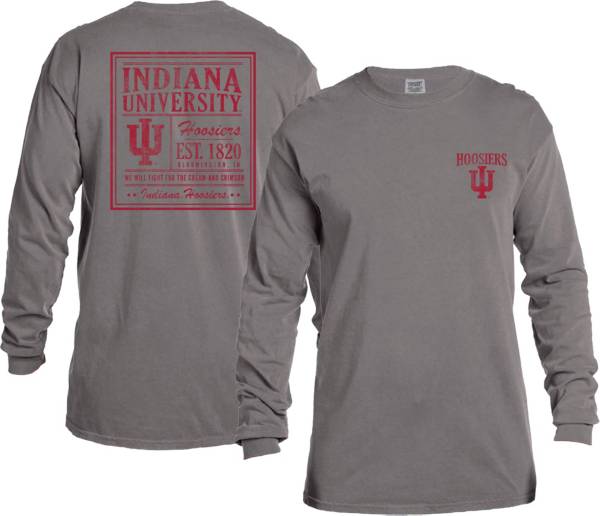 Image One Men's Indiana Hoosiers Grey Vintage Poster Long Sleeve T-Shirt