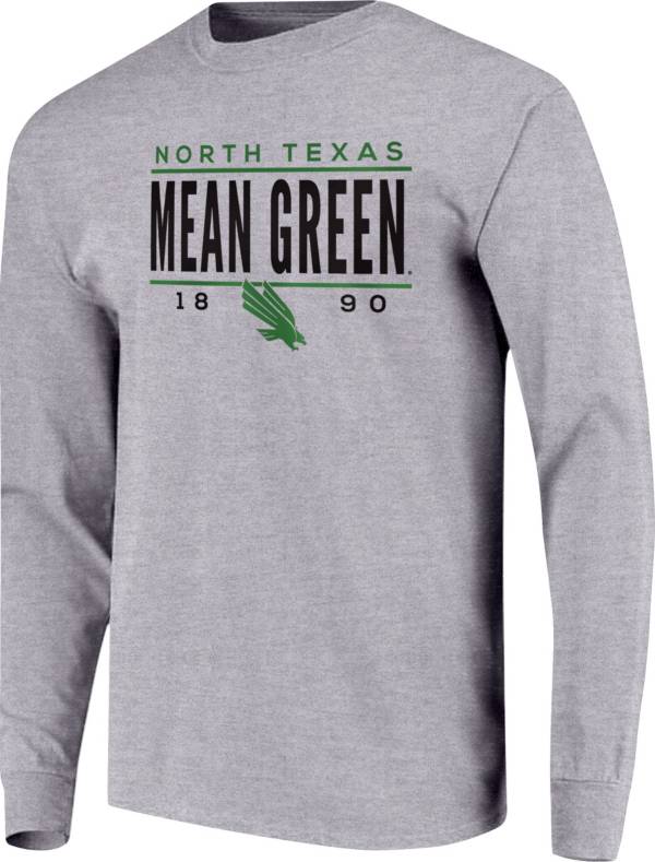 Image One Men's North Texas Mean Green Grey Traditional Long Sleeve T-Shirt