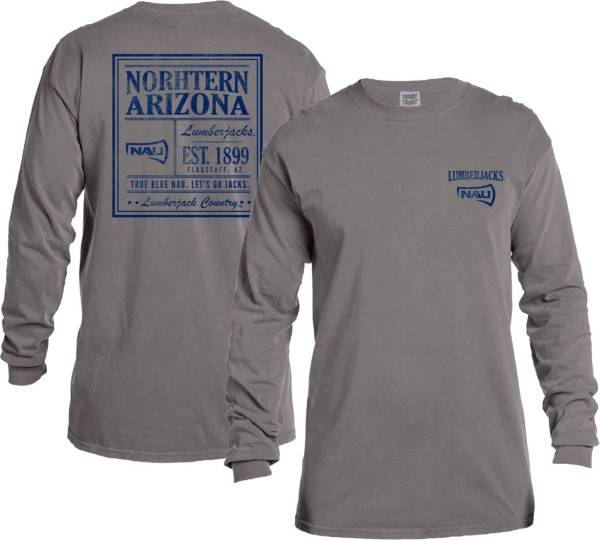 Image One Men's Northern Arizona Lumberjacks Grey Vintage Poster Long Sleeve T-Shirt