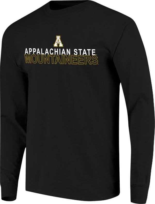 Image One Men's Appalachian State Mountaineers Black Overtype Logo Long Sleeve T-Shirt