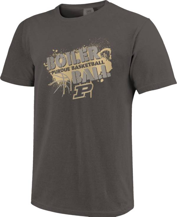 Image One Men's Purdue Boilermakers Black Paint Crew Basketball T-Shirt