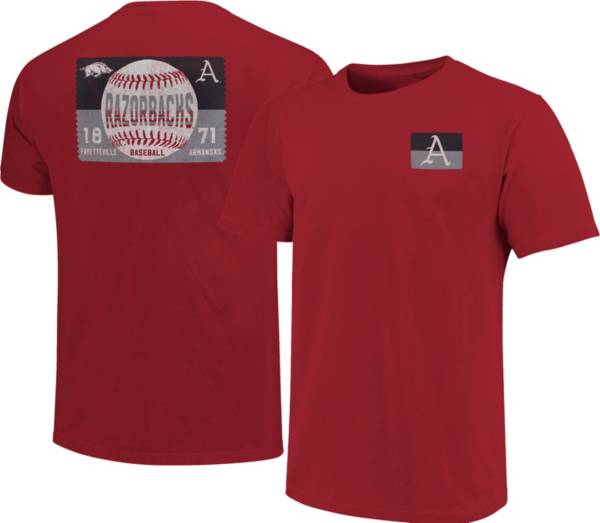 Image One Men's Arkansas Razorbacks Cardinal Baseball Ticket T-Shirt