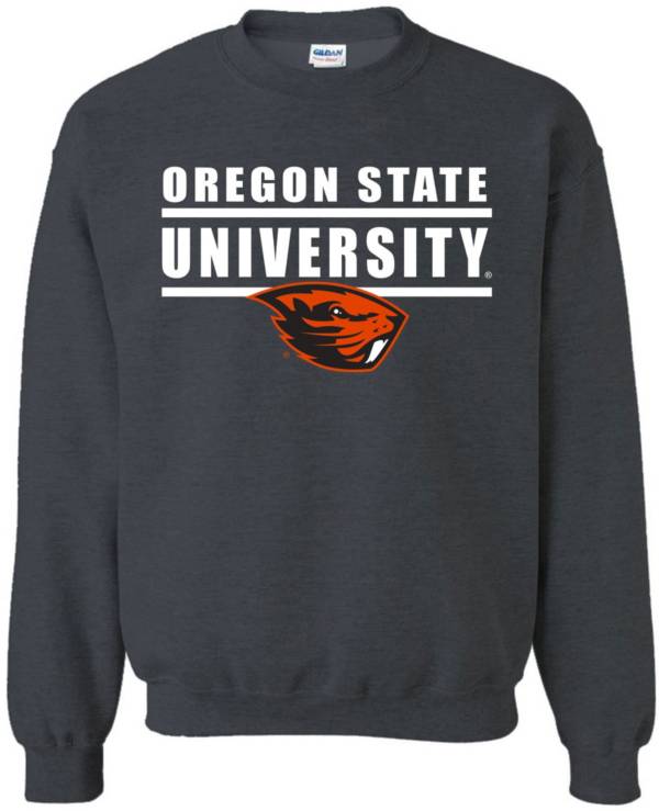 Image One Men's Oregon State Beavers Grey Bars Logo Crew Neck Sweatshirt product image