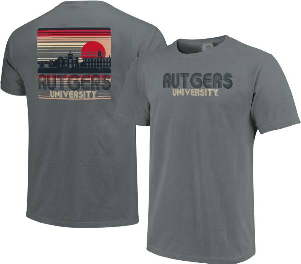 Image One Men's Rutgers Scarlet Knights Grey Campus Vintage Stripes T-Shirt