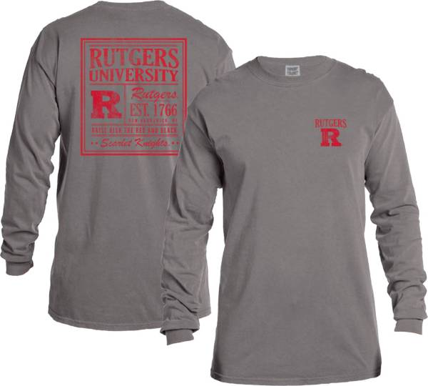 Image One Men's Rutgers Scarlet Knights Grey Vintage Poster Long Sleeve T-Shirt