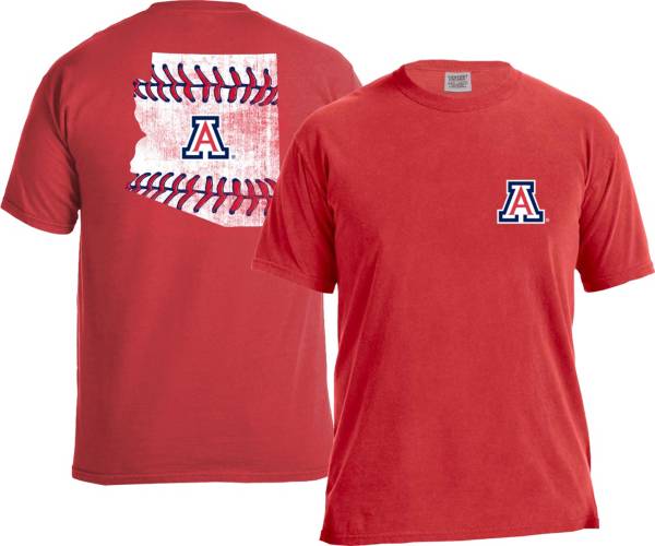 Image One Men's Arizona Wildcats Cardinal Baseball Laces T-Shirt
