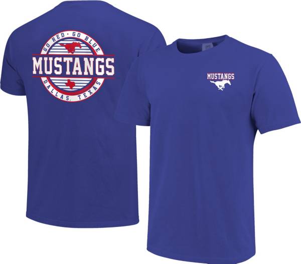 Image One Men's Southern Methodist Mustangs Blue Striped Stamp T-Shirt