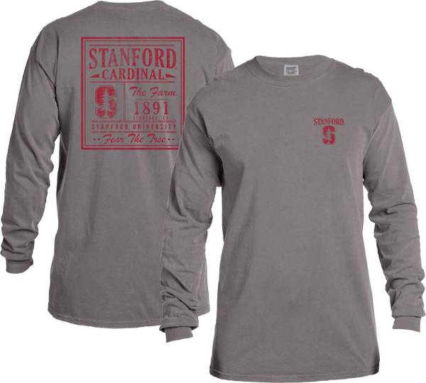 Image One Men's Stanford Cardinal Grey Vintage Poster Long Sleeve T-Shirt