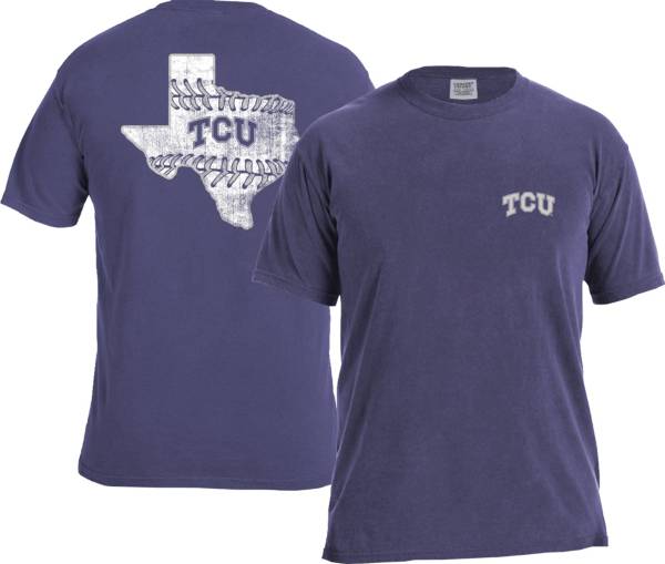 Image One Men's TCU Horned Frogs Purple Baseball Laces T-Shirt