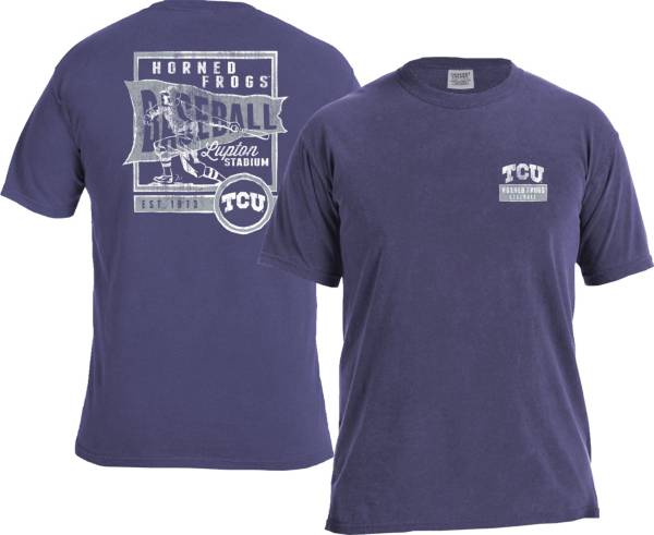 Image One Men's TCU Horned Frogs Purple Baseball Flag T-Shirt