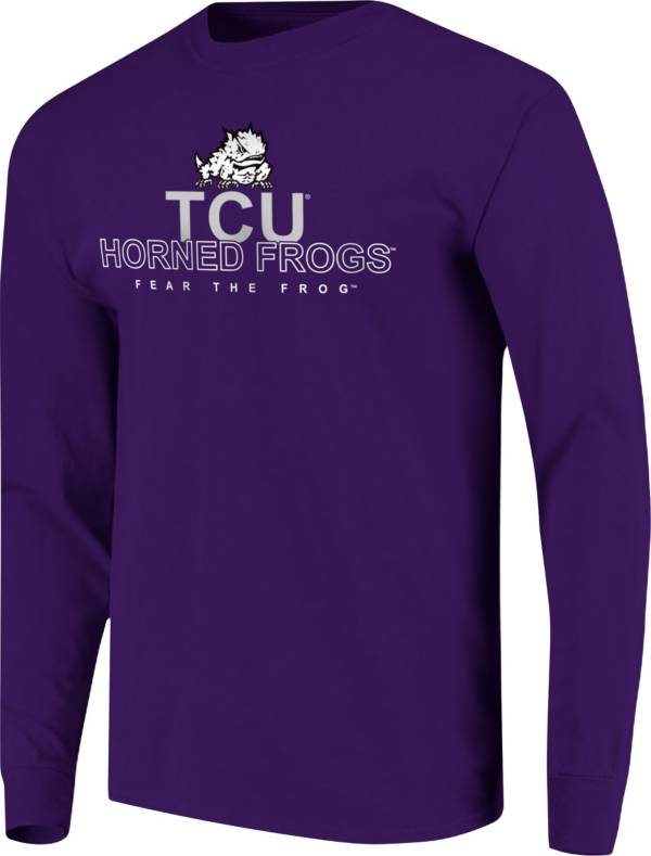 Image One Men's TCU Horned Frogs Purple Overtype Logo Long Sleeve T-Shirt