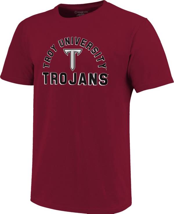 Image One Men's Troy Trojans Cardinal Retro Stack T-Shirt