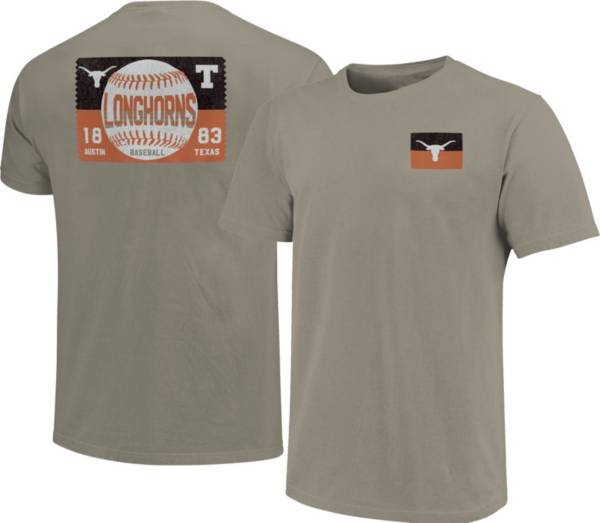 Image One Men's Texas Longhorns Grey Baseball Ticket T-Shirt