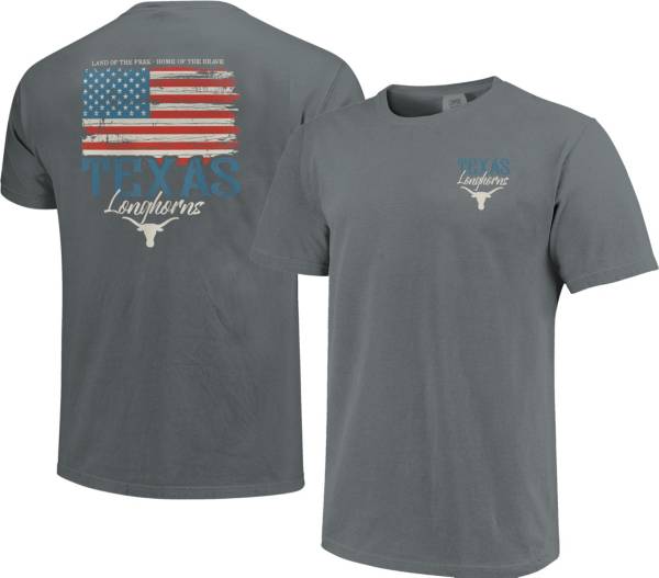 Image One Men's Texas Longhorns Grey Worn Flag T-Shirt