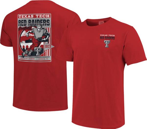 Image One Men's Texas Tech Red Raiders Red Retro Poster T-Shirt