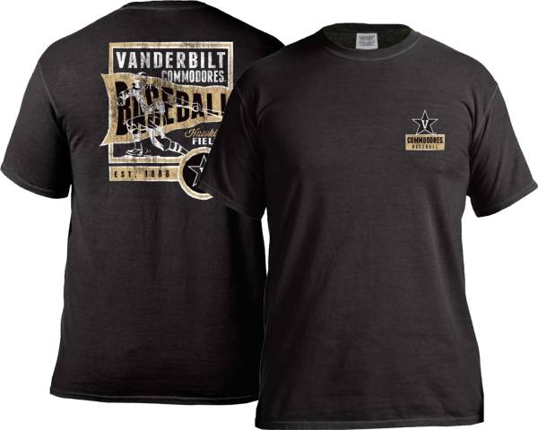 Image One Men's Vanderbilt Commodores Black Baseball Flag T-Shirt