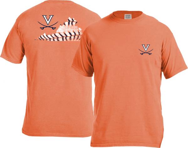 Image One Men's Virginia Cavaliers Orange Baseball Laces T-Shirt