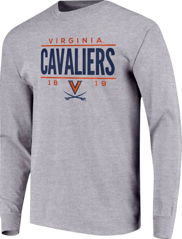 Image One Men's Virginia Cavaliers Grey Traditional Long Sleeve T-Shirt